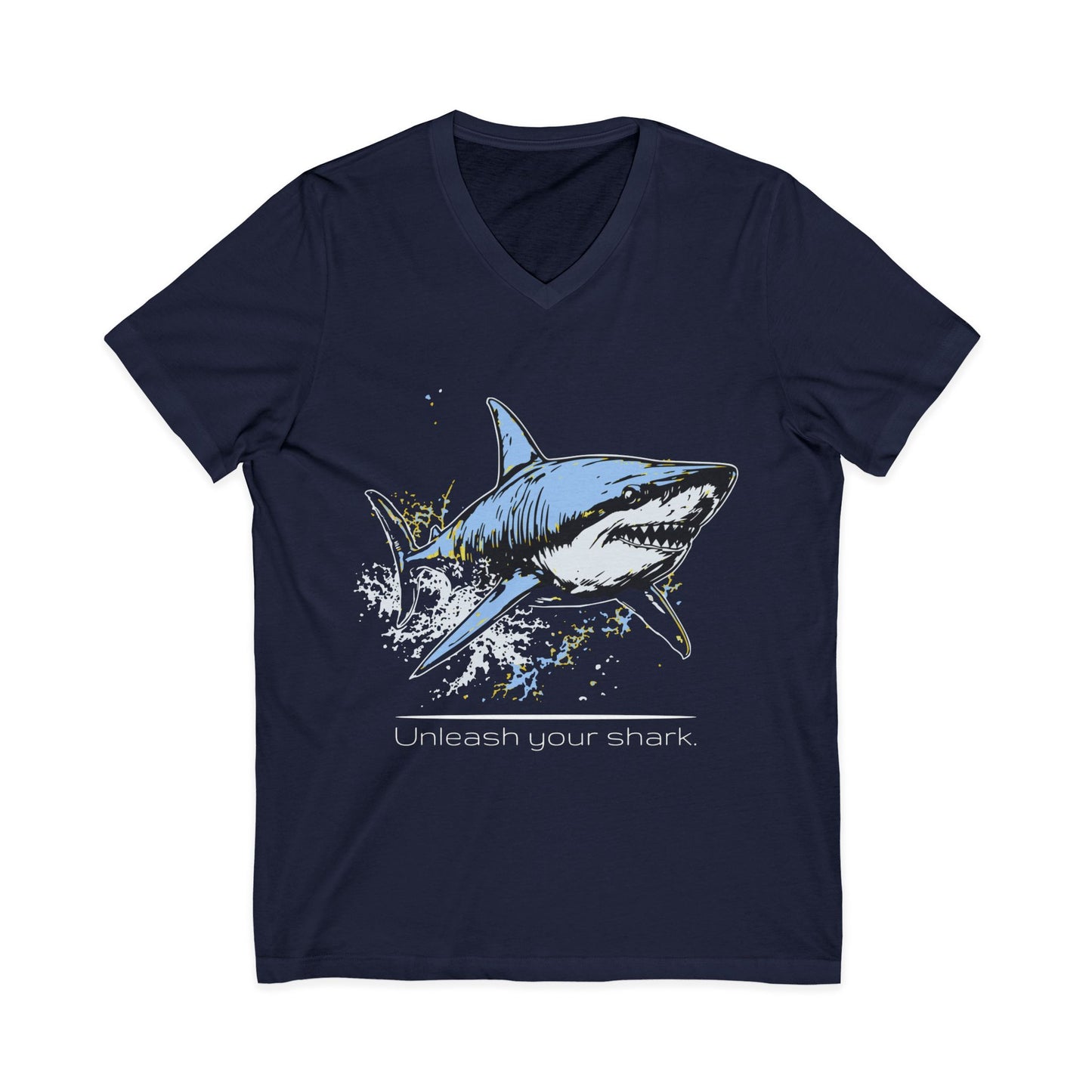 Great White Shark Ultimate "Unleash your shark" V-Neck Graphic Unisex Jersey Tee