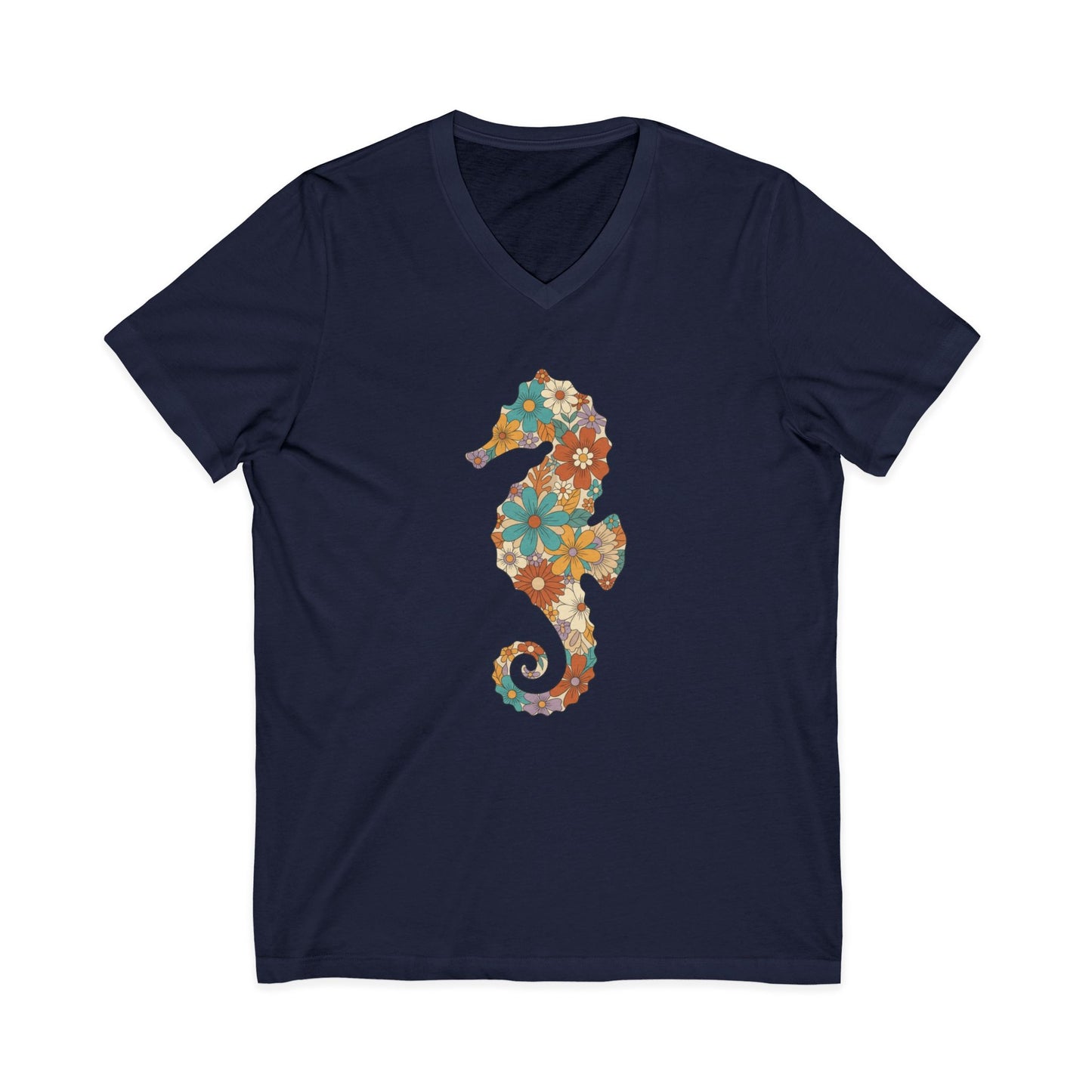 •V• Seahorse Floral V-Neck Tee