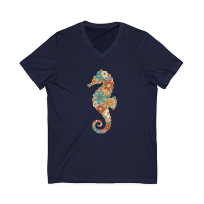 •V• Seahorse Floral V-Neck Tee