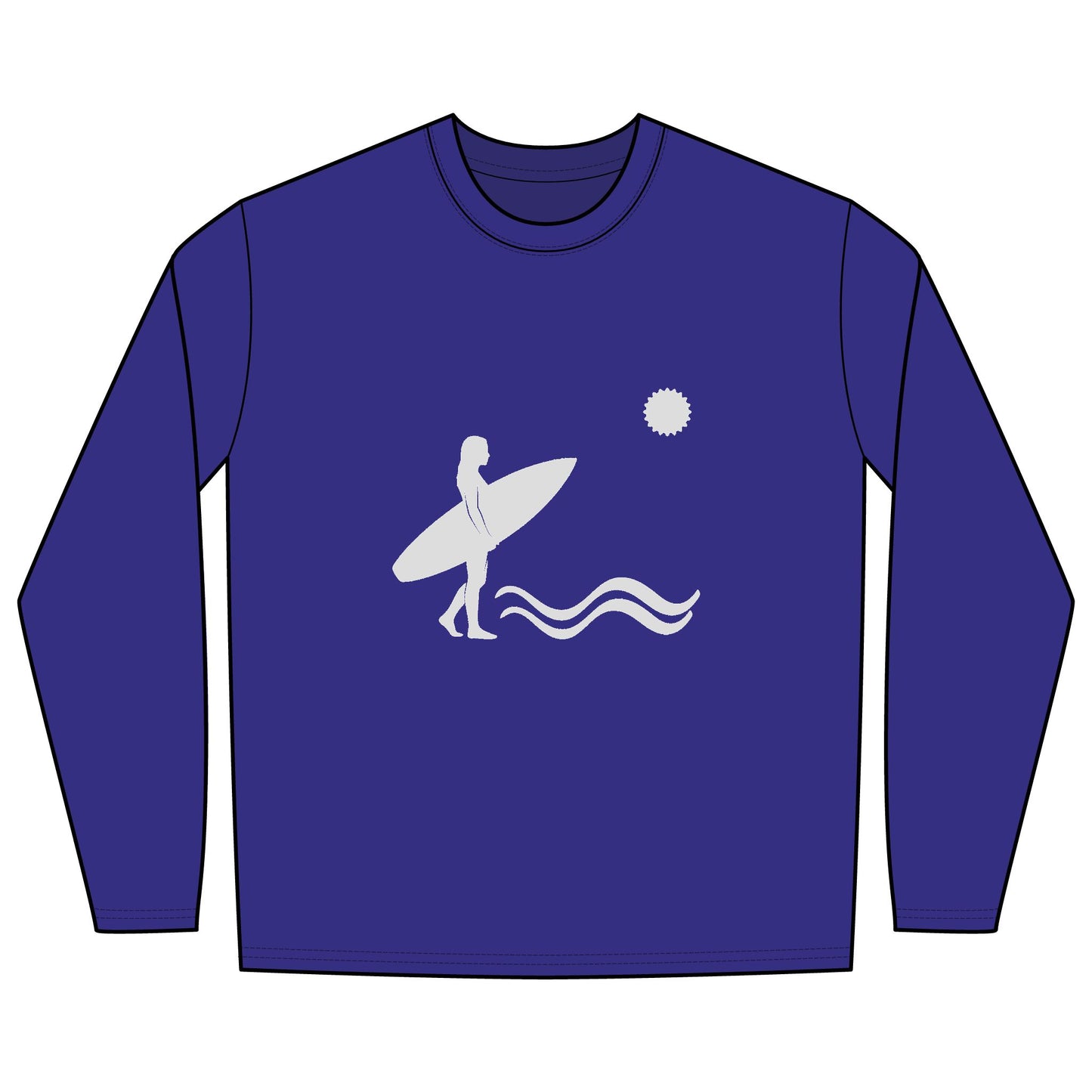 Rash Guard - Front Image: Surfer Silhouette, Back Image: Logo