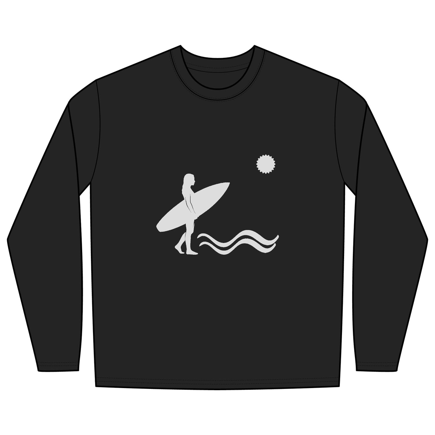 Rash Guard - Front Image: Surfer Silhouette, Back Image: Logo