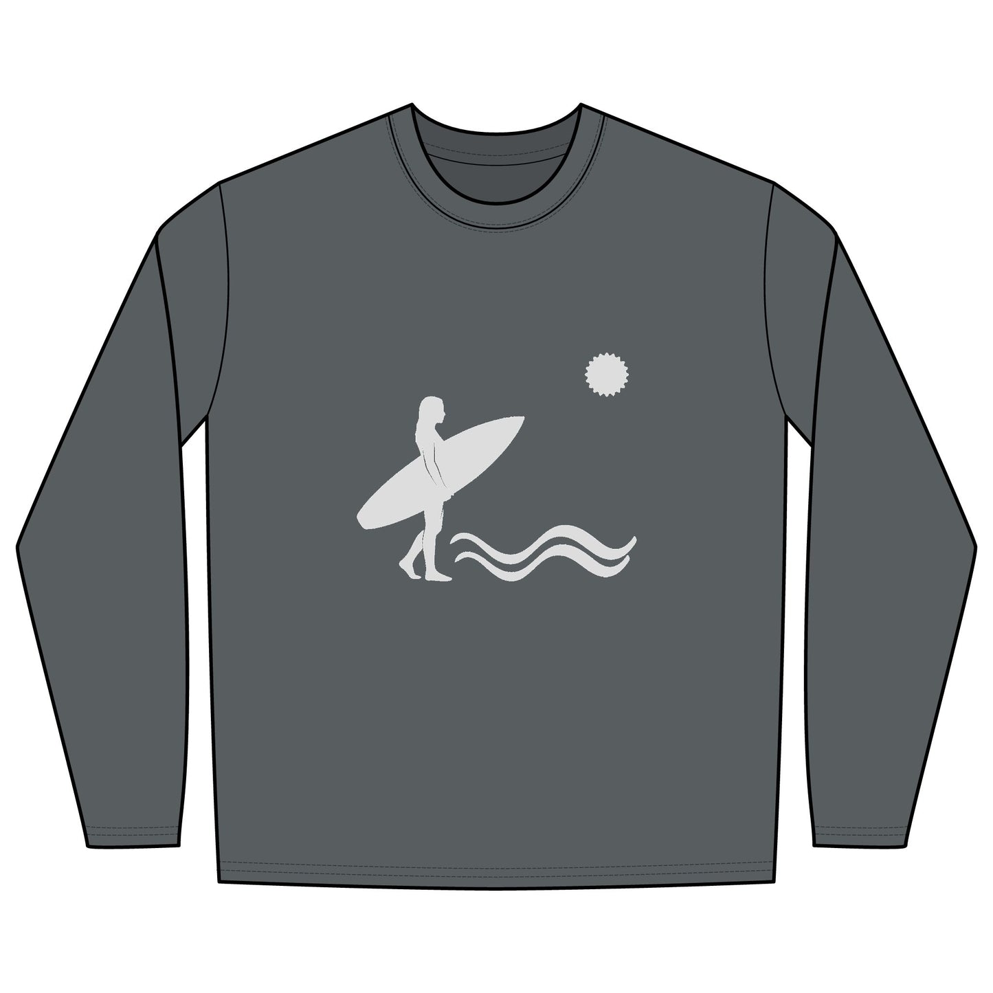 Rash Guard - Front Image: Surfer Silhouette, Back Image: Logo