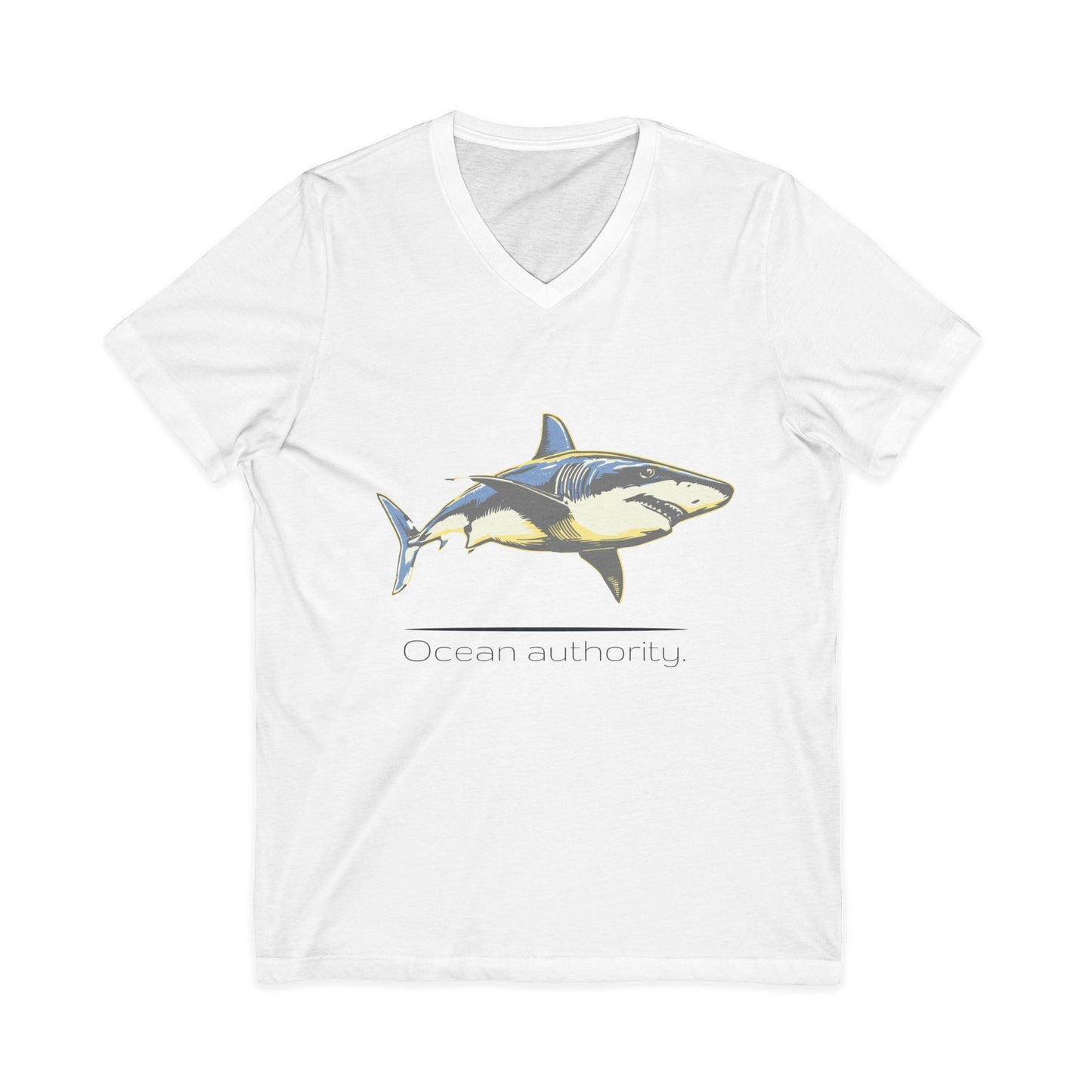 Great White Shark "Ocean authority" V-Neck Graphic Unisex Jersey Tee