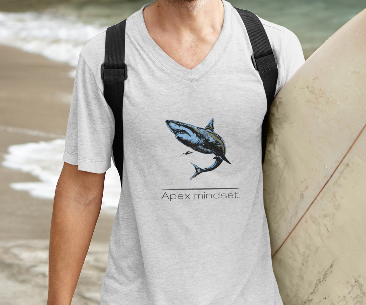 Great White Shark "Apex mindset" V-Neck Graphic Unisex Jersey Tee