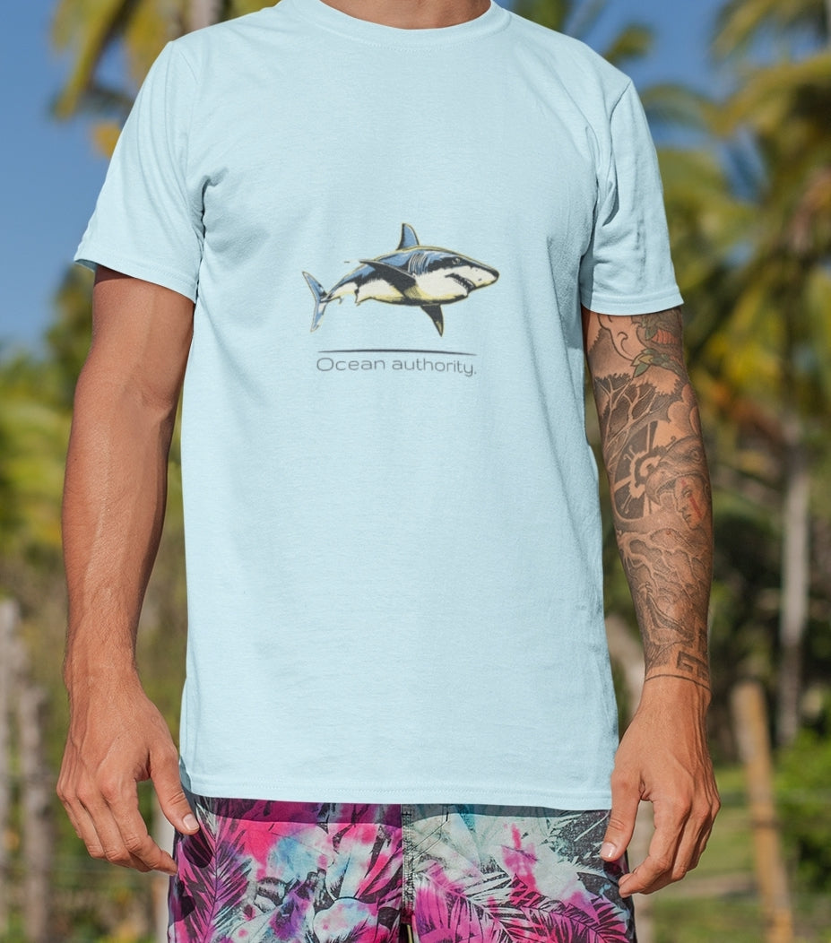 Great White Shark "Ocean Authority" Graphic Unisex Jersey Tee
