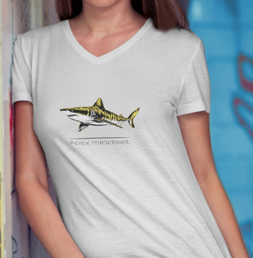 Tiger Shark "Apex mindset" V-Neck Graphic Unisex Jersey Tee