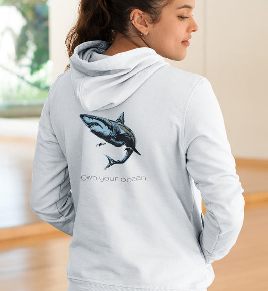 Great White Shark "Own your ocean" Graphic Unisex Comfort Zip Hoodie