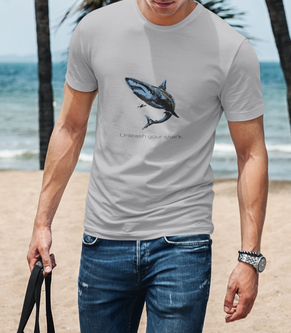 Great White Shark "Unleash your shark" Graphic Unisex Jersey Tee