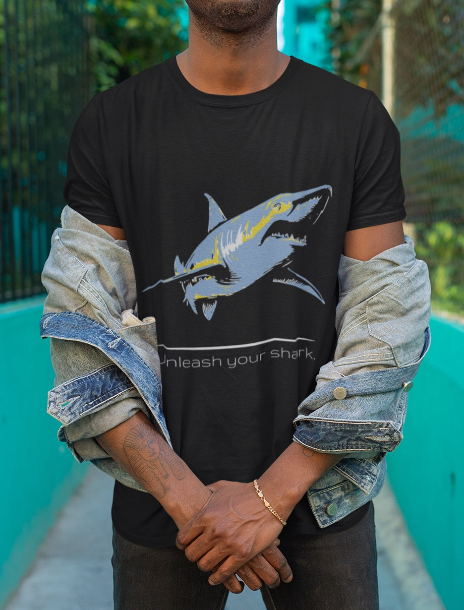Blue Shark "Unleash your shark" Graphic Unisex Jersey Tee