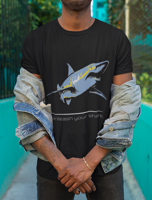 Blue Shark "Unleash your shark" Graphic Unisex Jersey Tee