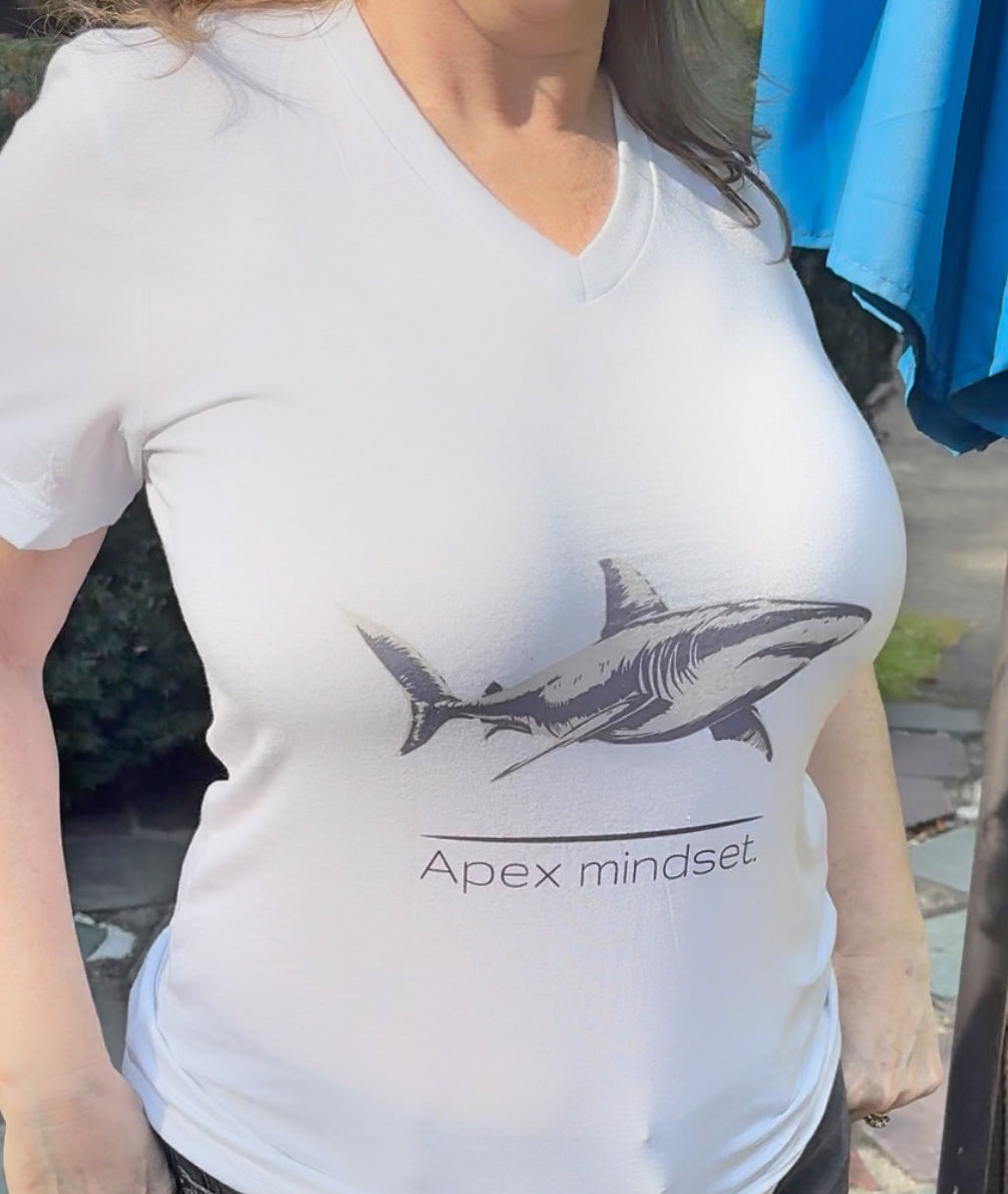 Great White Shark "Apex mindset" V-Neck Graphic Unisex Jersey Tee