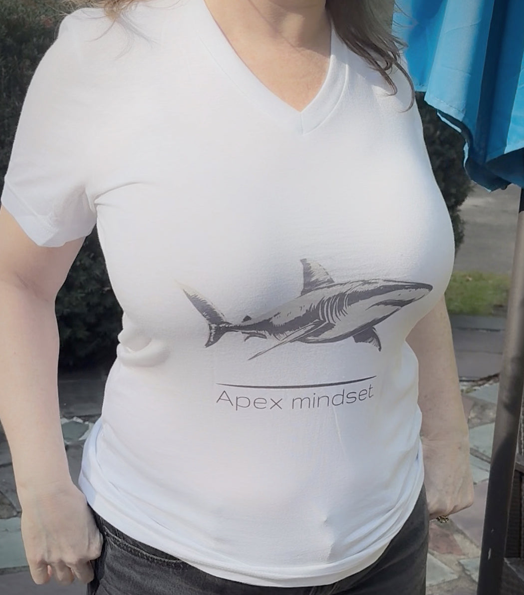 Great White Shark "Apex mindset" V-Neck Graphic Unisex Jersey Tee
