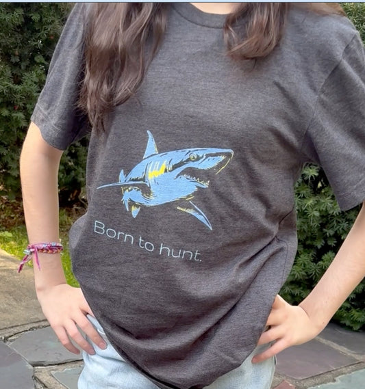 Blue Shark "Born to hunt" Graphic Unisex Jersey Tee