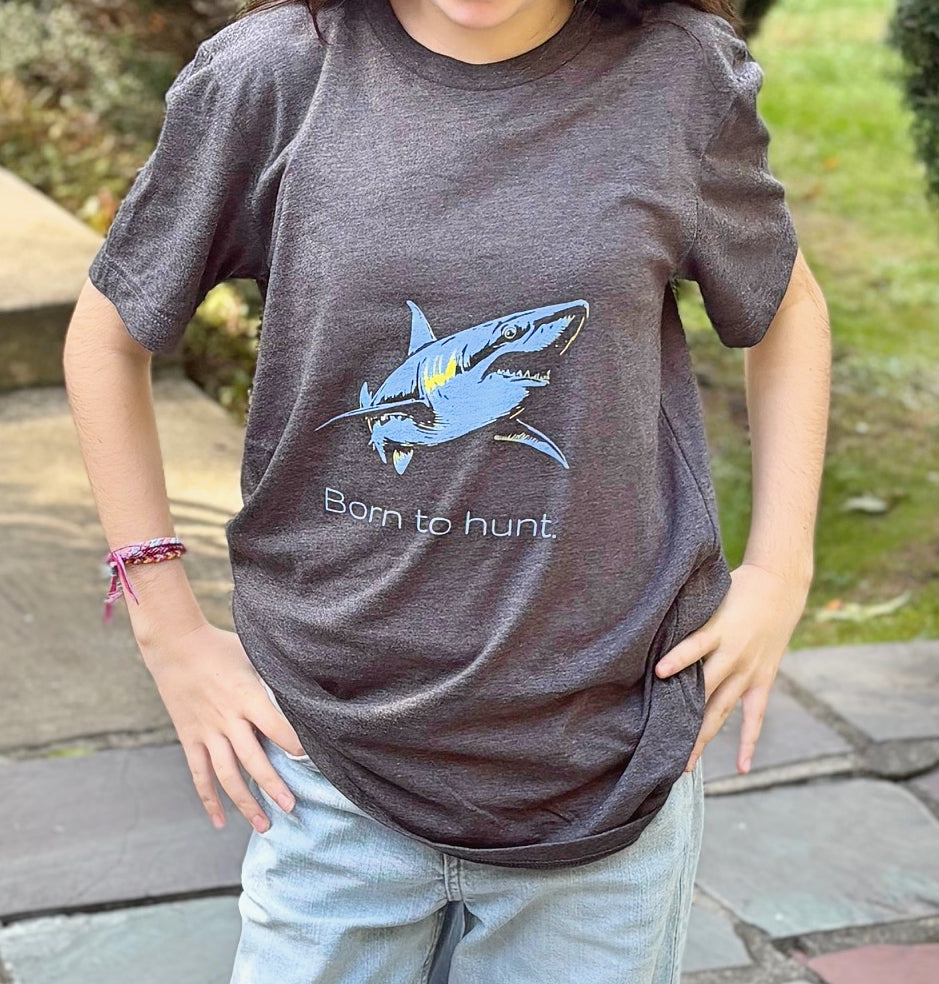 Blue Shark "Born to hunt" Graphic Unisex Jersey Tee