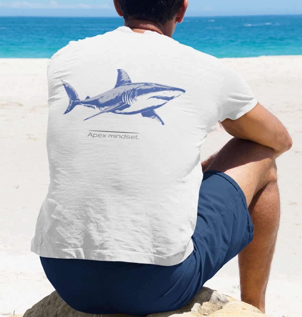 Great White Shark "Apex Mindset" Graphic Unisex Jersey Tee, (graphic on back)