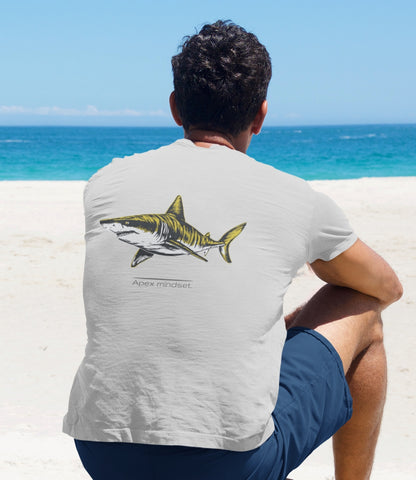 Shark Tee - Tiger Shark "Apex Mindset" Graphic Unisex Jersey Tee (graphic on back)