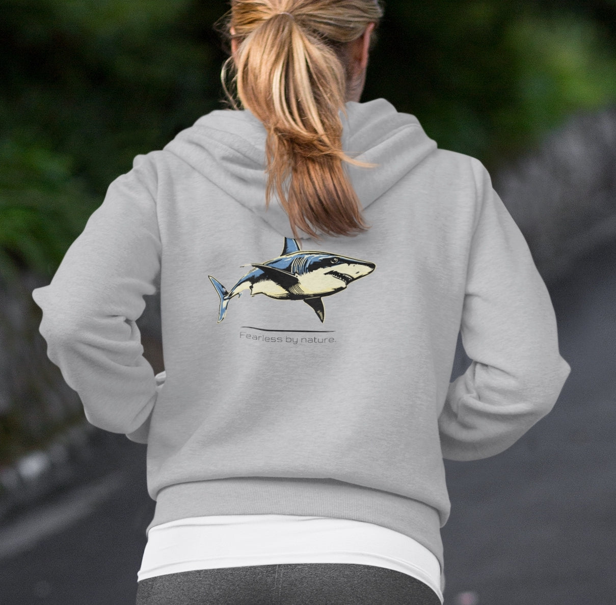 Great White Shark "Fearless by nature" Graphic Unisex Comfort Zip Hoodie