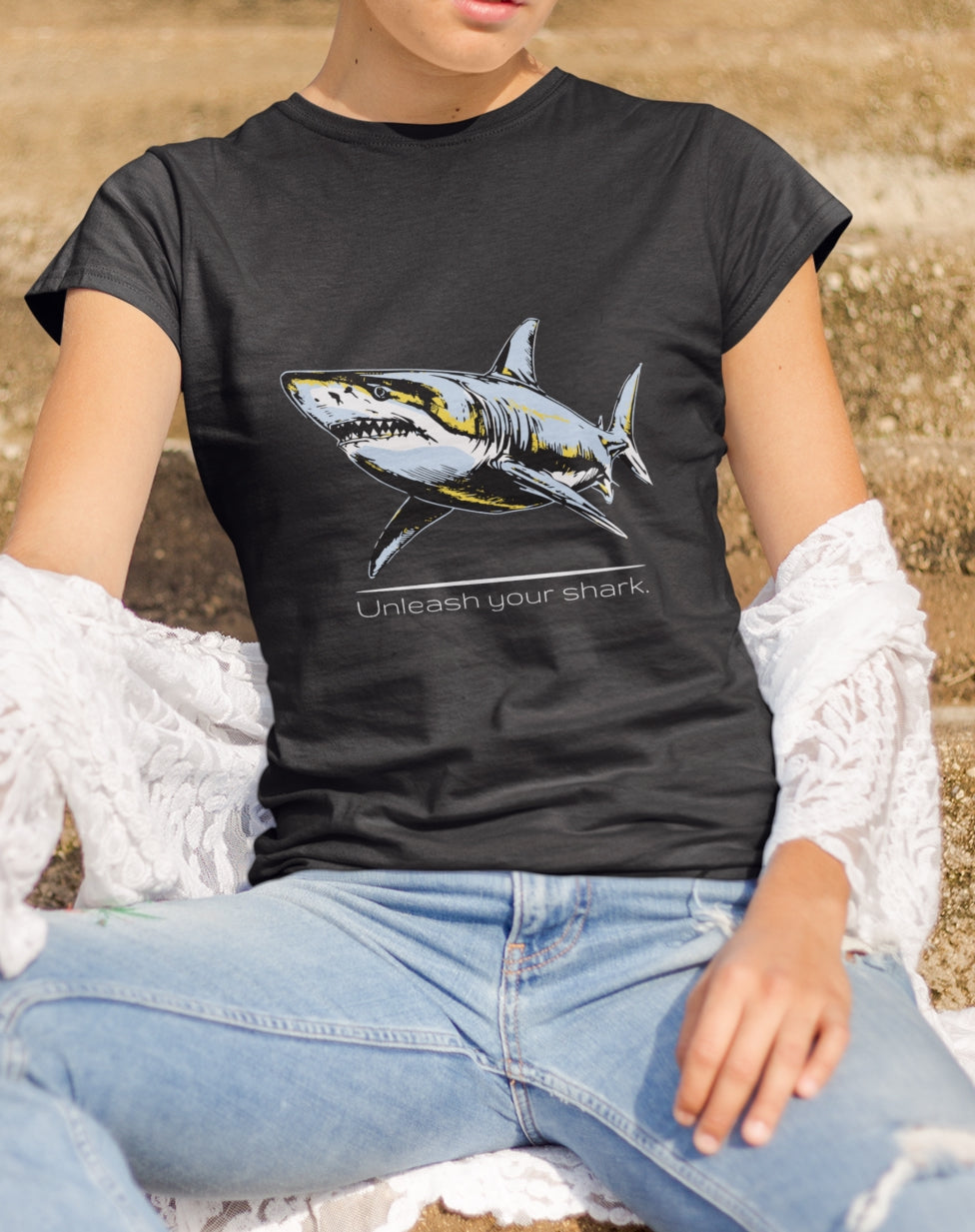 Great White Shark Ultimate "Unleash your shark" Graphic Unisex Jersey Tee