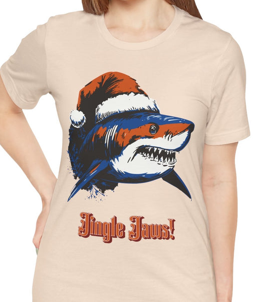 Christmas Shark Tee - Jingle Jaws Graphic Unisex Jersey Tee