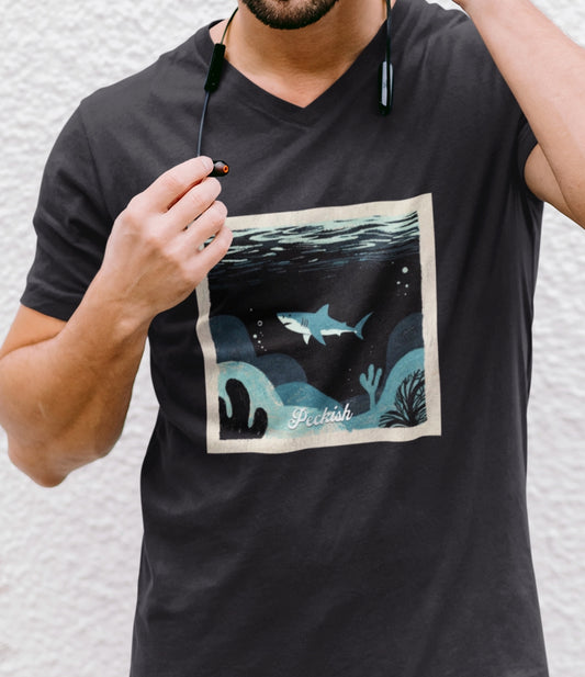 •V• Shark V-Neck Tee - Peckish