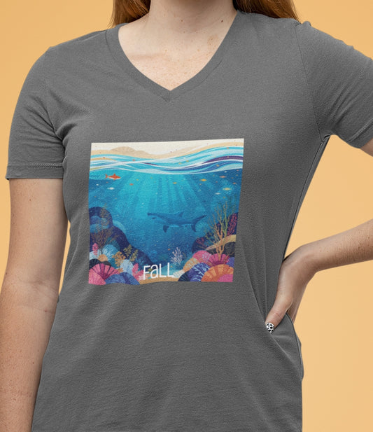 •V• Shark V-Neck Tee - Ocean Seasons 1 Fall