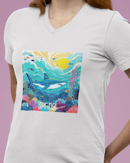 •V• Shark V-Neck Tee - Ocean Seasons 1 Spring