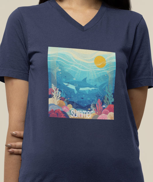 •V• Shark V-Neck Tee - Ocean Seasons 1 Summer