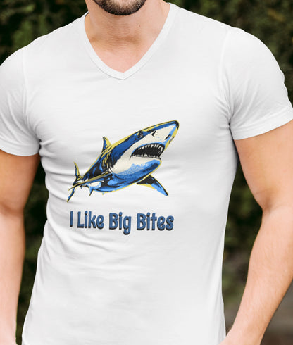 •V• Shark V-Neck Tee - I Like Big Bites