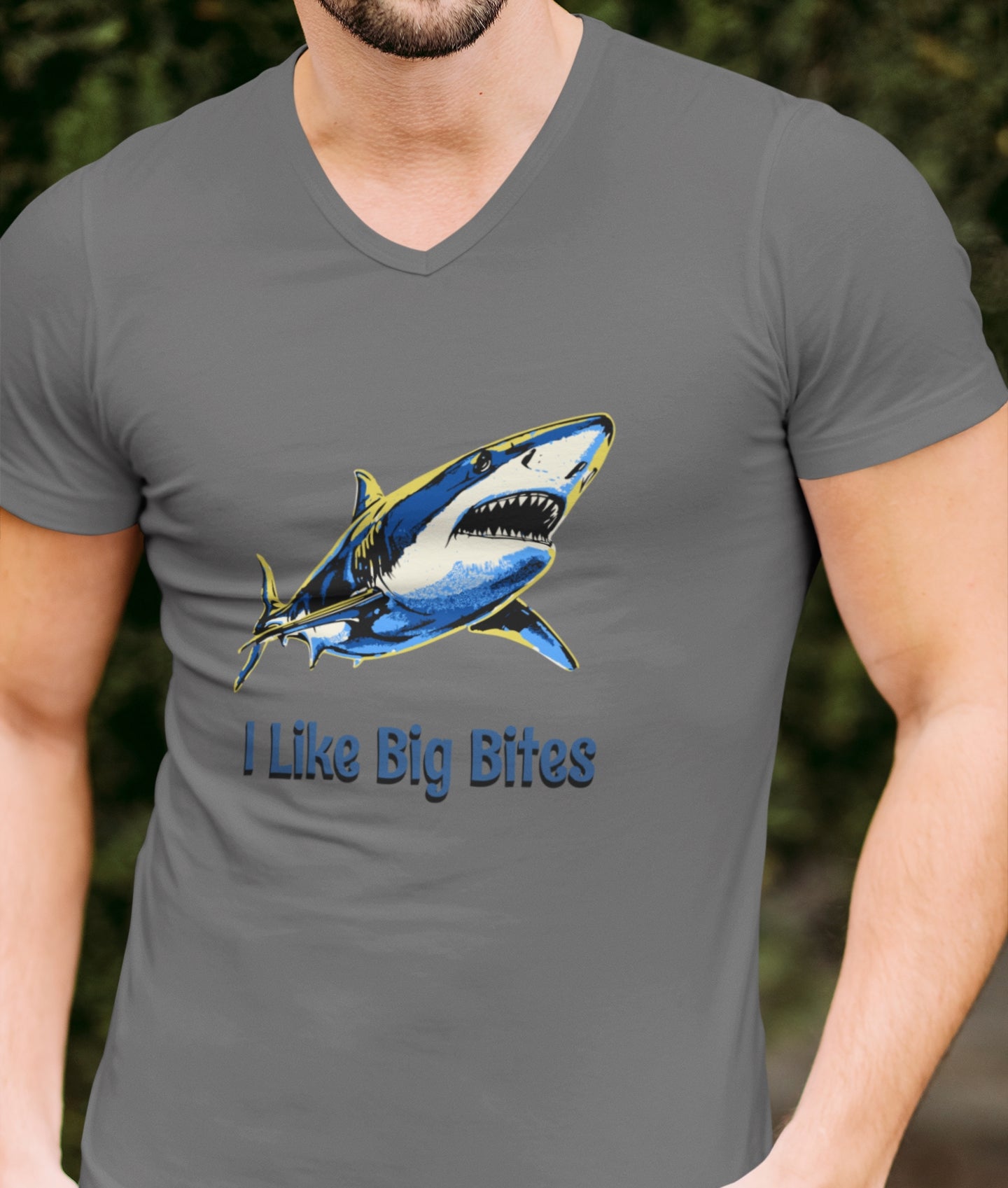•V• Shark V-Neck Tee - I Like Big Bites