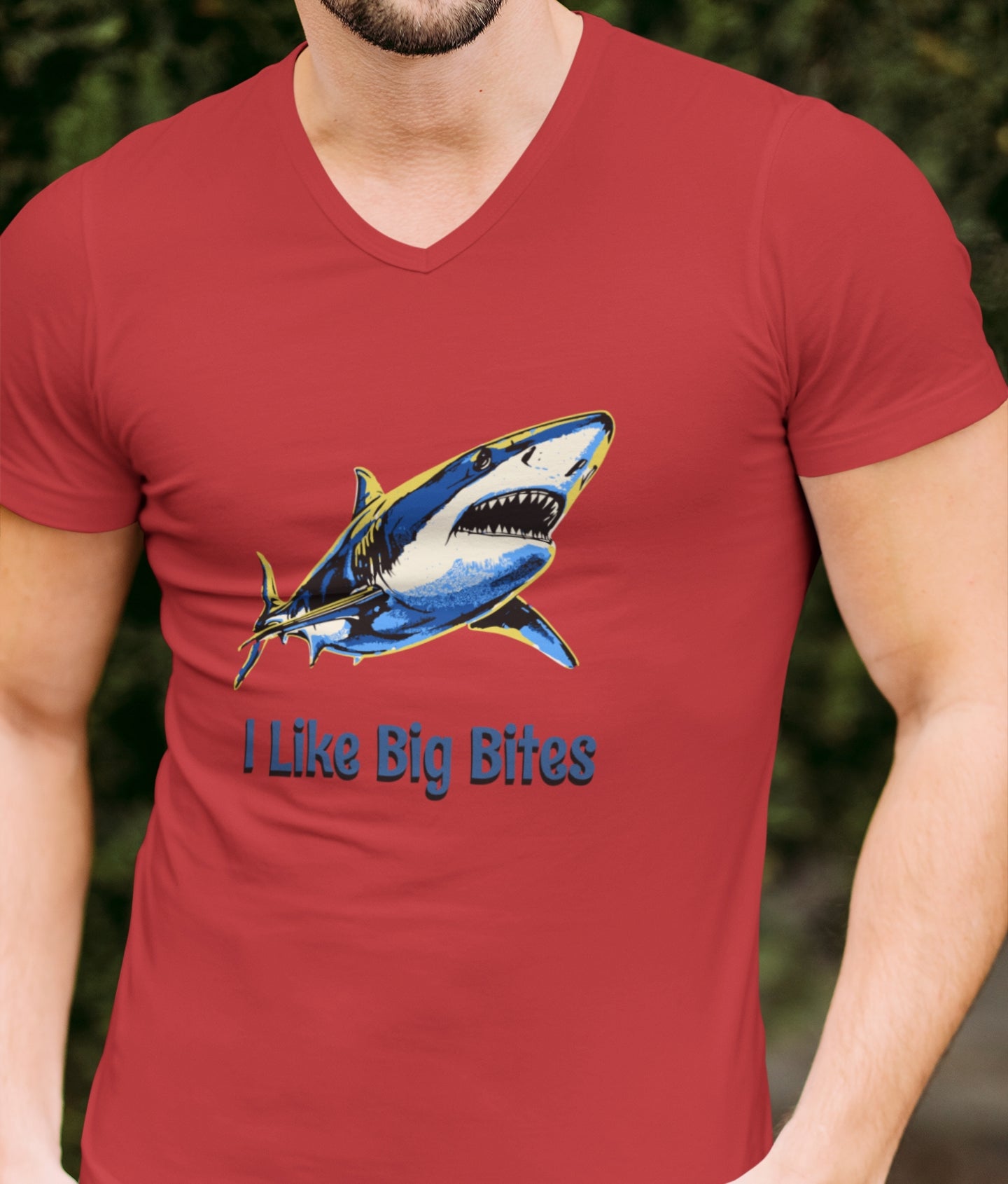 •V• Shark V-Neck Tee - I Like Big Bites