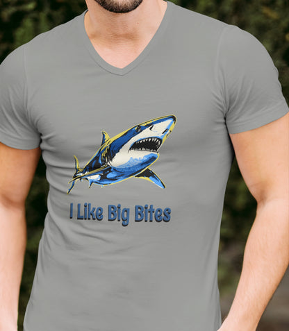 •V• Shark V-Neck Tee - I Like Big Bites