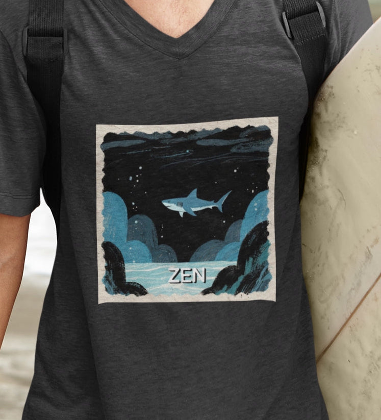 •V• Shark V-Neck Tee - Zen