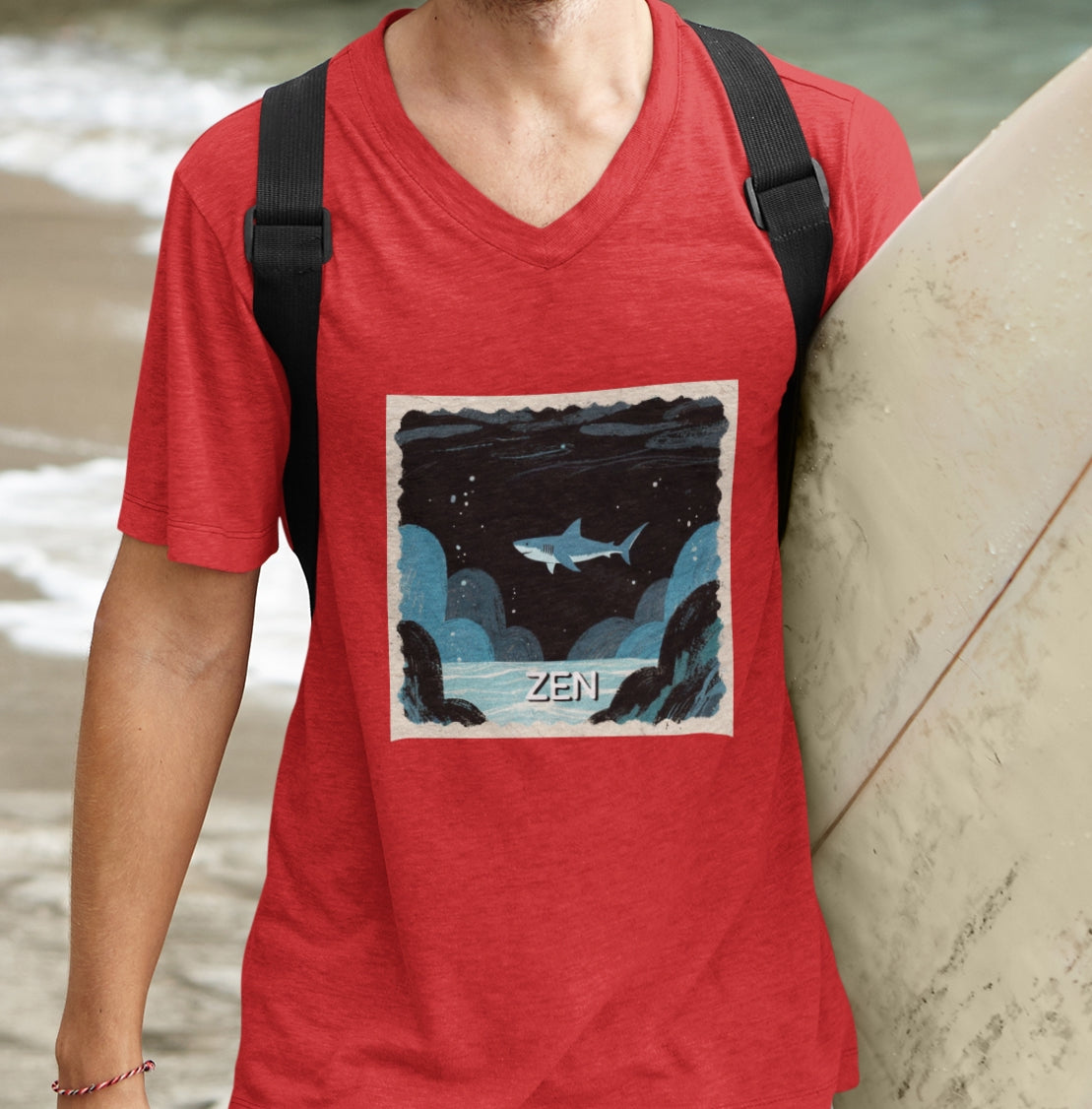 •V• Shark V-Neck Tee - Zen