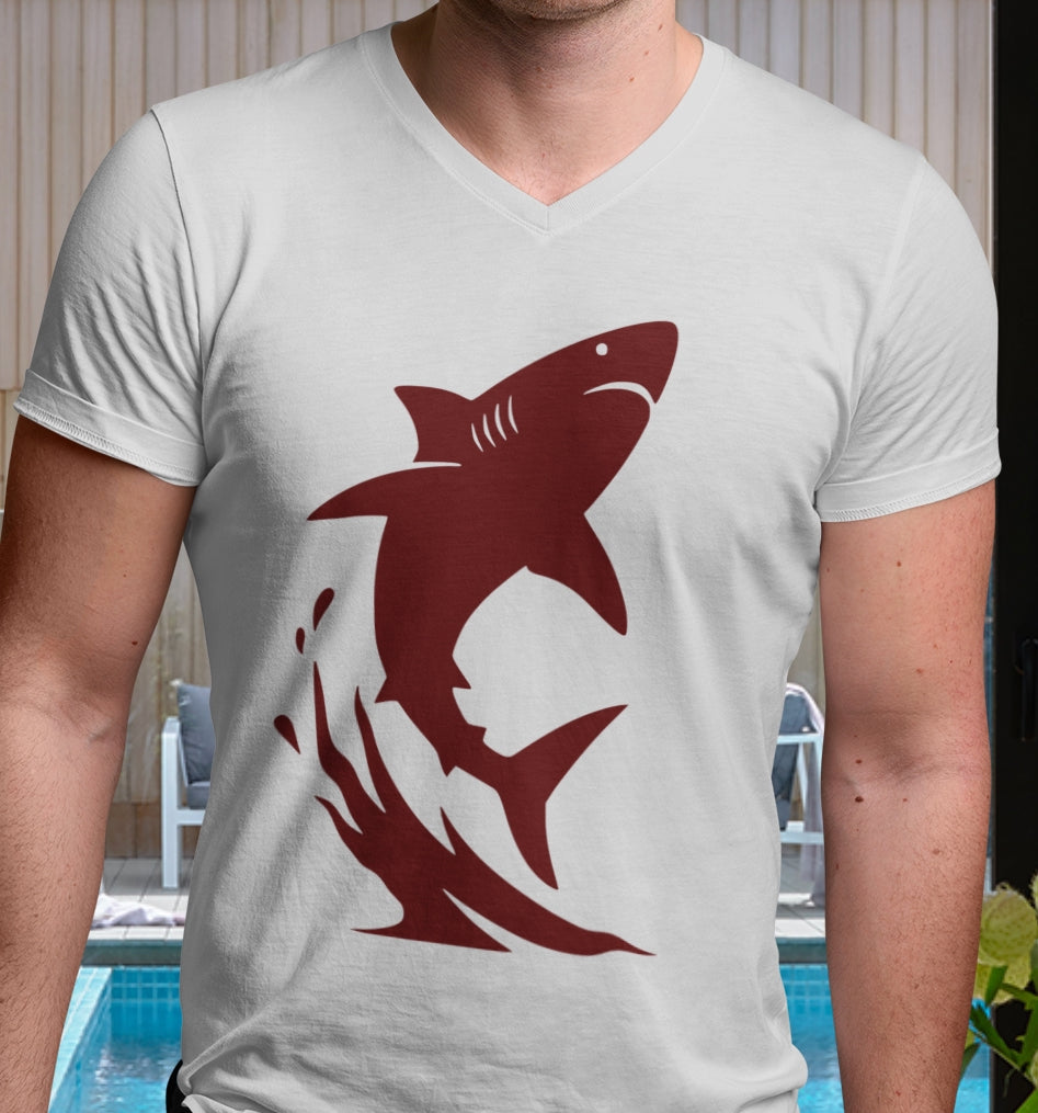 •V• Shark V-Neck Tee - Breach Chocolate-Red