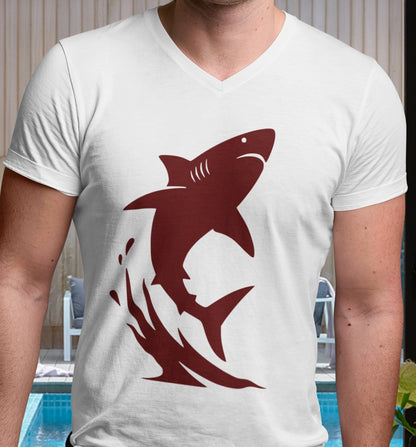 •V• Shark V-Neck Tee - Breach Chocolate-Red