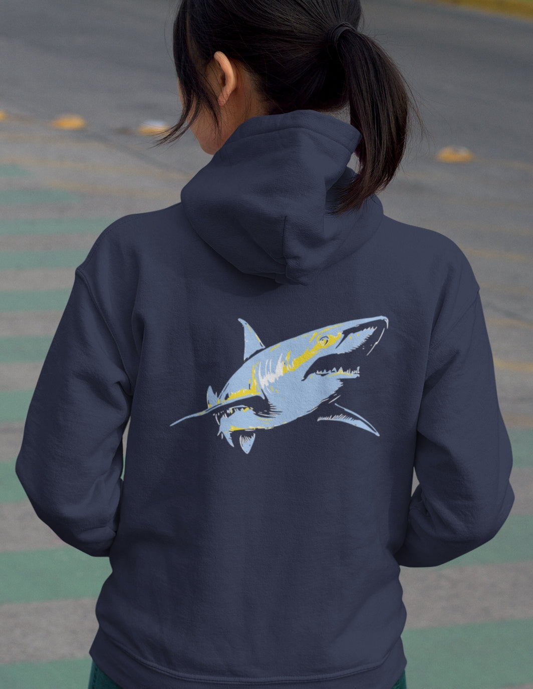 Shark Zip Hoodie - Blue Shark Solo