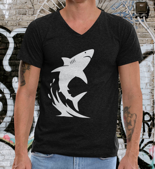 •V• Shark V-Neck Tee - Breach White
