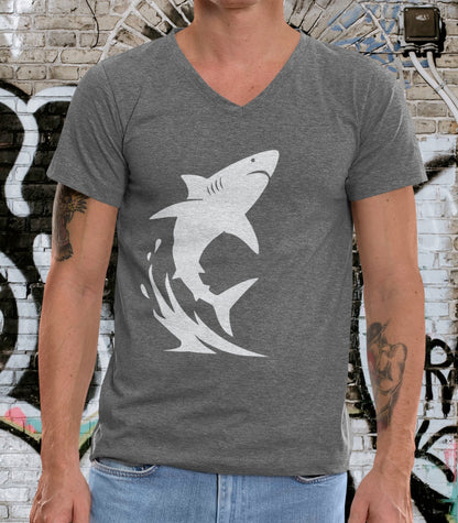 •V• Shark V-Neck Tee - Breach White