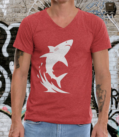 •V• Shark V-Neck Tee - Breach White