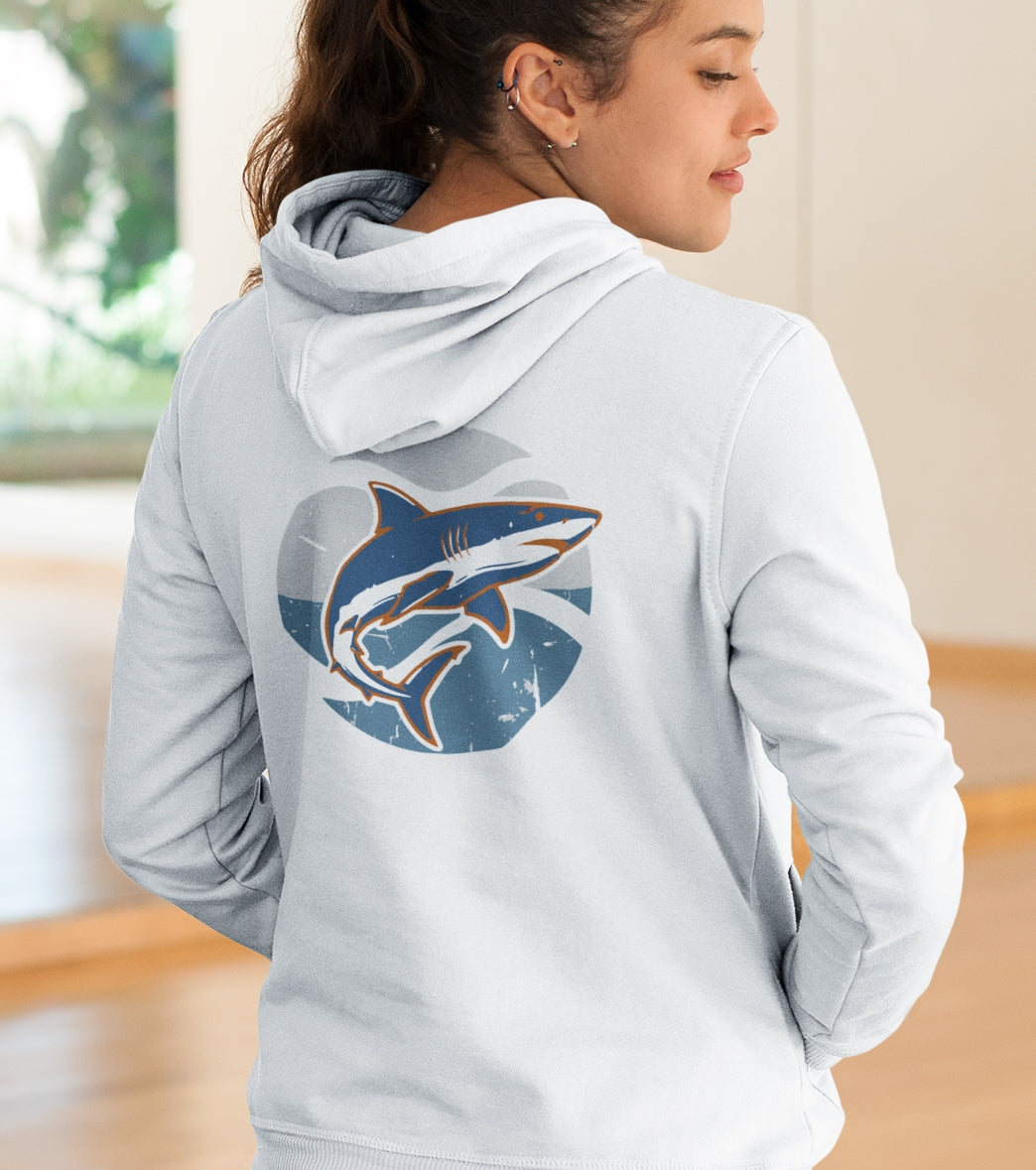 Shark Pullover Hoodie - Retro SeaBlue (Logo on Front)
