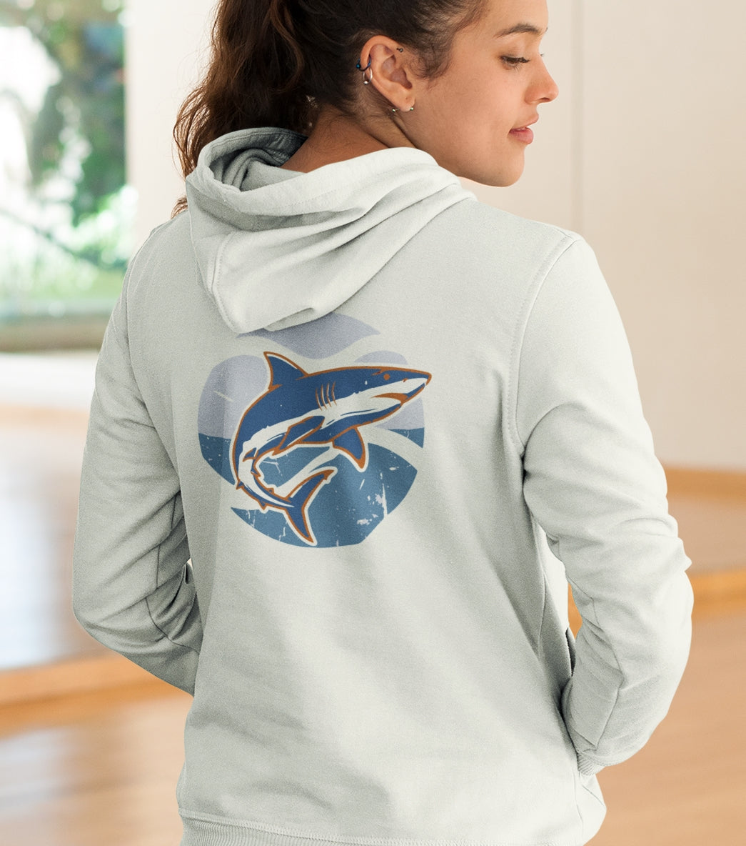 Shark Pullover Hoodie - Retro SeaBlue (Logo on Front)