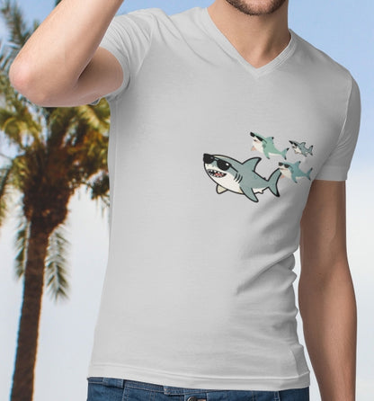 •V• Sharky V-Neck Tee - Sharky School