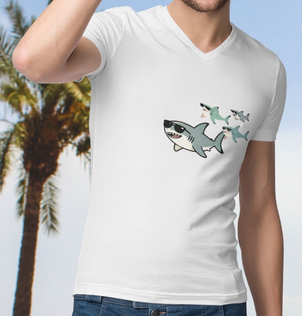 •V• Sharky V-Neck Tee - Sharky School