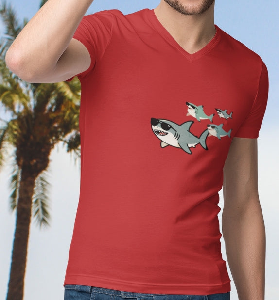 •V• Sharky V-Neck Tee - Sharky School