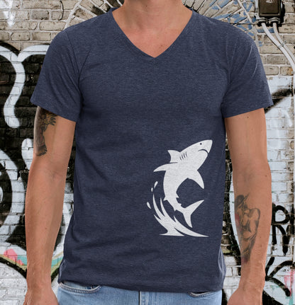 •V• Shark V-Neck Tee - Breach White