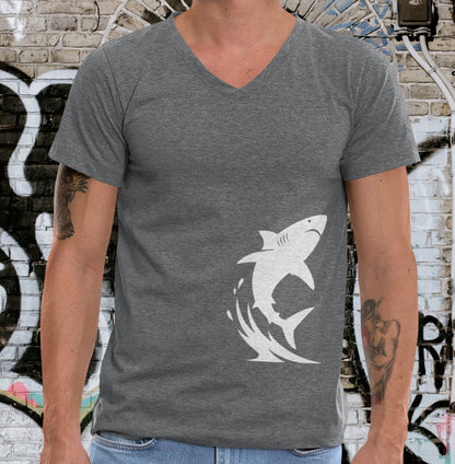 •V• Shark V-Neck Tee - Breach White