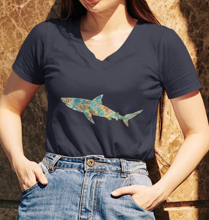 •V• Shark V-Neck Tee - Lemon Shark Floral