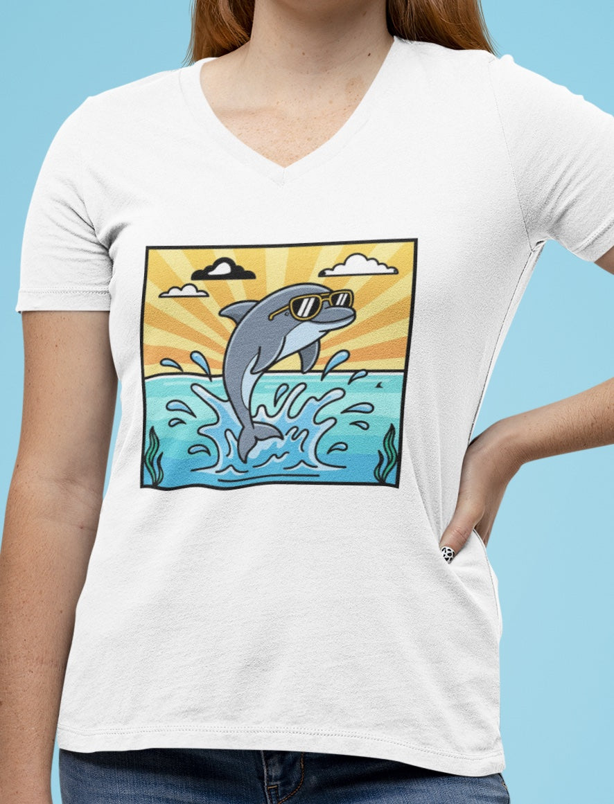 •V• Dolphin V-Neck Tee - Splash