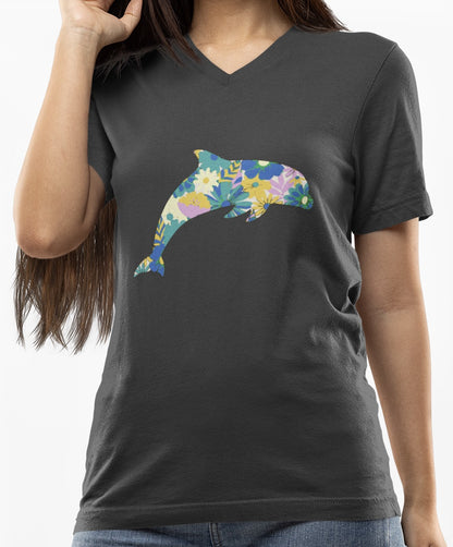•V• Dolphin V-Neck tee - Dolphin Floral
