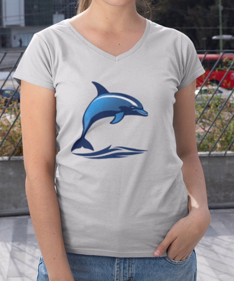 •V• Dolphin V-Neck Tee - Wave